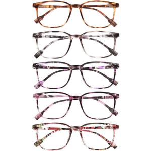 5-Pack Ultra-Light Slim Frames Blue Light Glasses - Classic Style, Spring Hinges, Sturdy and Durable Cheaters, Blue Light Protection Reading Glasses +2.50