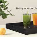 Fibogollo Bamboo Set of 2 Serving Tray with Handles,Decorative Trays Platter,Breakfast Tray in Bed,Food Drinks Tray for Eating,Working,Storing(Black)