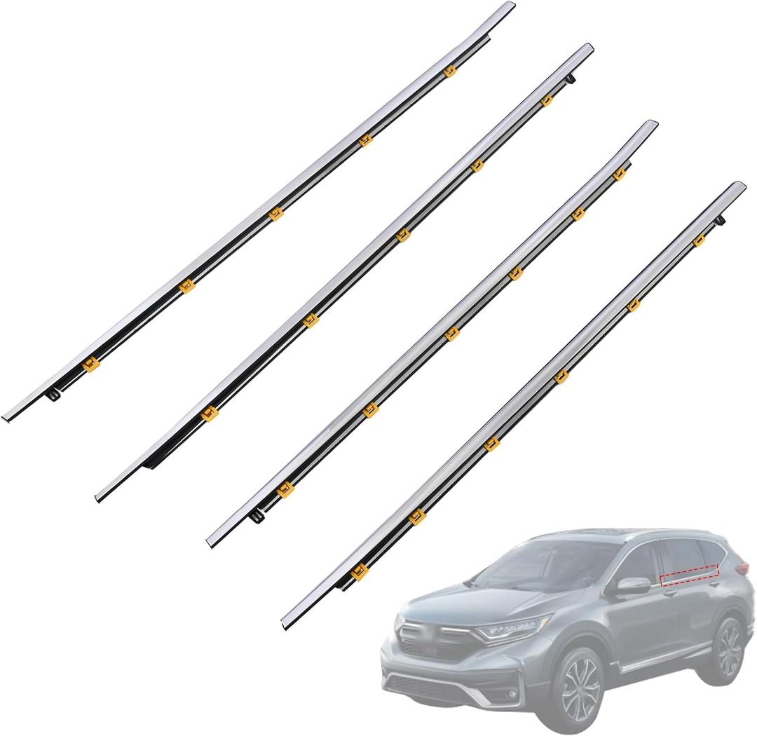 4PCS Car Window Weather Stripping Molding Trim Belt 72410-TLA-A01 72450-TLA-A01 Compatible with Honda CR-V 2017 2018 2019 2020 2021 2022, Replace 72950-TLA-A01 72910-TLA-A01
