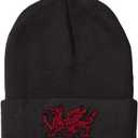 Beanies for Men Wales Flag Dragon Seal Embroidery Europe Winter Hats for Women Acrylic Skull Cap 1 Size (Black Design Only)