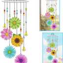Daisy Diamond Painting Wind Chimes Double Side Flower DIY Art Kits for Adults - Diamond Painting Kits Wind Chimes 3D Suncatchers Christmas Hanging Ornament Crafts for Garden Decor