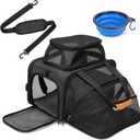 Expandable Pet Carrier Bag - Airline-Approved, Breathable Mesh, Secure Zippers, Padded Handle & Multi-Pockets (Dark Grey), 17"L x 11"W x 11"H
