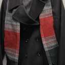Double Breasted Peacoat with Scarf (Large, Black)