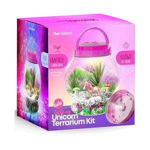 Dan&Darci Light-Up Unicorn Terrarium Kit for Kids - Kid Easter Birthday Gifts - Best Unicorn Toys & Activities Kits Presents - Arts & Crafts for Girls & Boys Age 4 5 6 7 8-12 Year Old Girl Gift