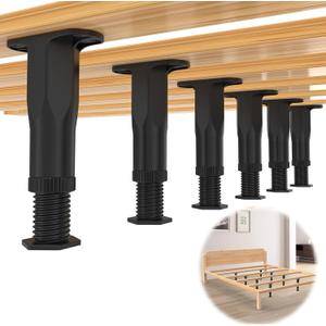 6 PCS Adjustable Height Bed Support Legs (5.1"-8.3") Bed Frame Legs for King Queen Bed Slats Bed Slat Support Bed Frame Center Support Furniture Leg Replacement Kit Bed Frame Support Legs with Screws (6pcs (5.1"-8.3"))