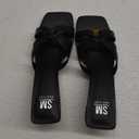 SM New York Jordan NIB Strappy Black Brown Heeled Sandals Open Toe Block Heel Womens 9.5