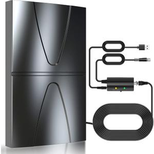 2025 Updated Strongest TV Antenna,1600 Miles Range Indoor/Outdoor Antenna for Smart TV and All Old TV's,360 Reception Digital TV Antenna for Local Channels-Thick Coax Cable and Amplifier