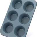 Monfish Muffin Pan 6 Jumbo Cup Carbon Steel Haze Blue non Stick Coating Muffin cupcake Tin 3.5inch cup Roy blue