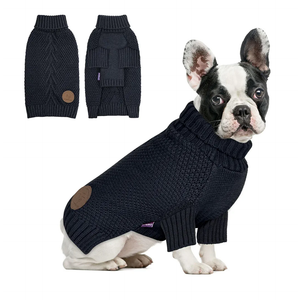 cyeollo Dog Sweaters for Small Dogs Turtleneck Knitted Sweaters with Leash Hole Fall Small Dog Clothes Winter Pets Apparel
