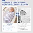 hahaland Muslin Swaddle Blankets Bamboo - 3-Pack, 1 Large (47" x 47") & 2 Standard (38" x 40") - Breathable Silky Soft Receiving Blankets Swaddles for Newborns Baby Boy Gifts Newborn Essentials, Blue