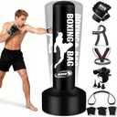 Freestanding Punching Bag for Adults, Boxing Bag with Stand Kicking Bag with Boxing Gloves, Electric Air Pump, Rope, Exercise Band and Accessories, Adult Kickboxing Bags for Beginners Training MMA