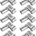 10 Pcs Tee Pipe Fittings, Adjustable 2-Way Pipe Connectors, Two Port T Pipe Fence Clamps, Modular Pipe Fittings with Bolts, Nuts, and Wrench, Fit for OD 0.98" Stainless Steel Pipes