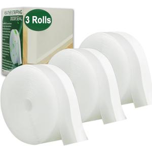 49 Feet Clear Weather Stripping Door Seal, Draft Seal Tape for Doors, Silicone Draft Seal Insulation Tape Strip, Under Door Seal Strip for Window and Door Bottom 3 Rolls Total 49ft (Width 35mm)