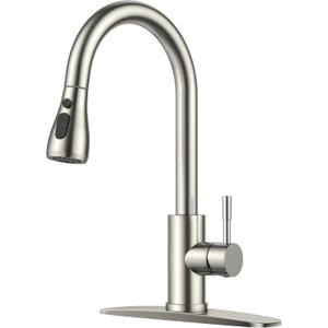 FORIOUS Kitchen Faucets with Pull Down Sprayer, High Arc, Brushed Nickel