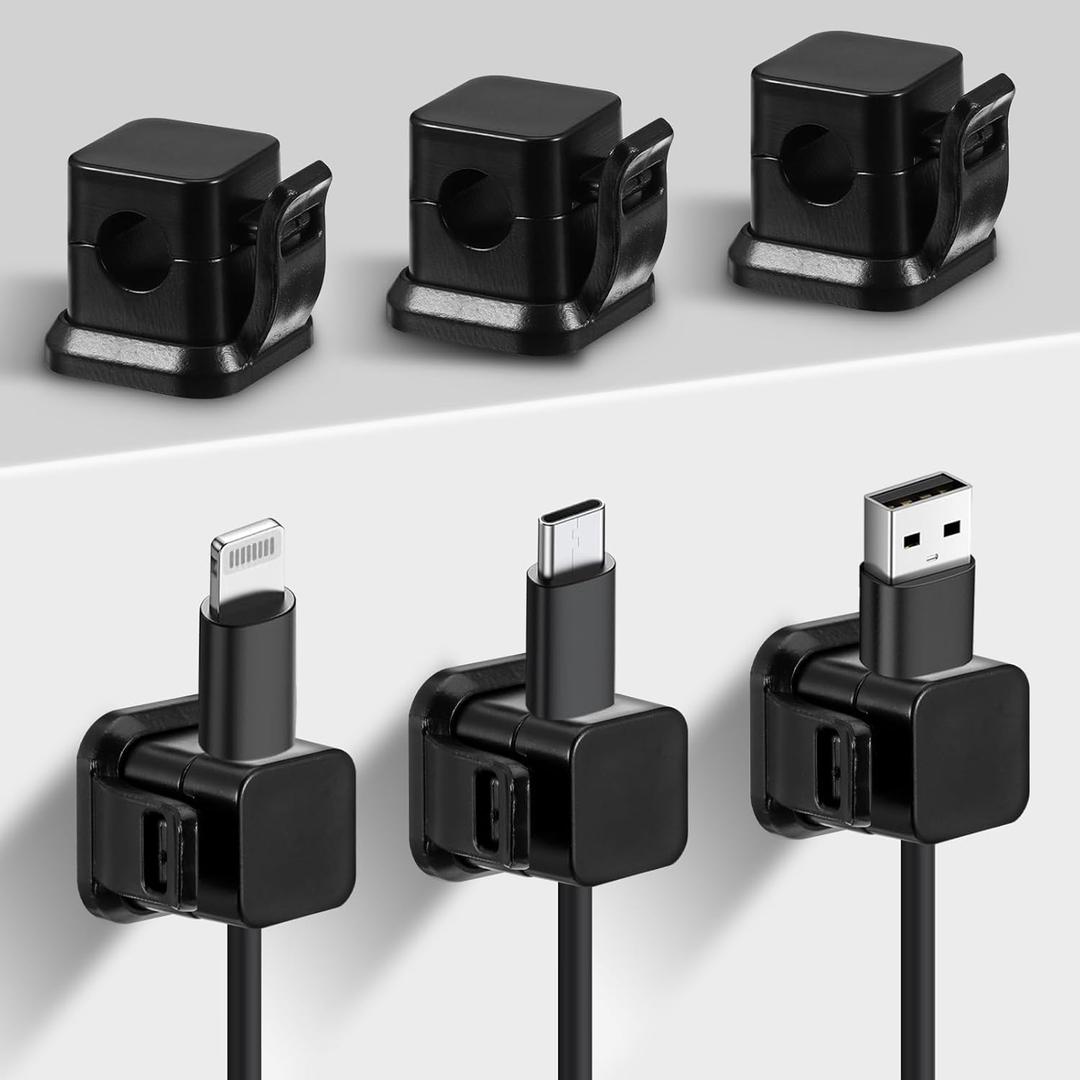 6 Pcs Cord Organizer Holder, Adhesive Charger Cable Holder Clips Organizer Phone Charging Wire USB Keeper Management for Home Office Desk Car Wall Nightstand