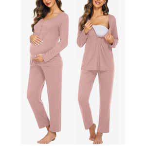 Ekouaer Nursing Pajama Maternity Pajamas Labor Delivery Pjs Printing Long Sleeve Breastfeeding Pajamas Pregnancy Sleepwear Mauve M
