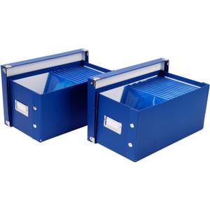 Snap-N-Store Blu Ray DVD Storage Box - 2 Pack - Durable 11.7 x 6.7 x 5.6 Inch Disc Holders with Lids for Movie & Video Game Storage - Hold up to 20 Discs - Classic Blue