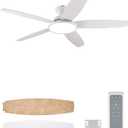 VONLUCE 52 Inch Ceiling Fans with Lights, White | Remote Control, Full-spectrum LED Light, 3CCT, 6-Speeds, Noiseless Reversible DC Motor, Memory Function, For Bedroom Indoor