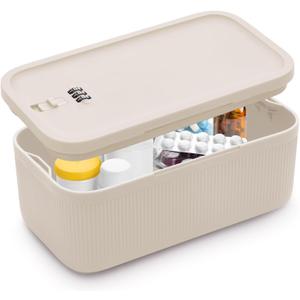 Lockable Storage Box, Small Lock Box with Combination Code for Phone/Medicine Safe/Food Home/Refrigerator/Office/Personal Items/Travel/Gift,9.25 x 5.04 x 3.62 (Beige)