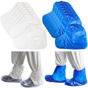 10 Pairs Disposable Plastic Boot Covers,Shoe Covers Disposable Waterproof Shoe Covers for Women Men Water Boots Cover Rainy Day Use Cover