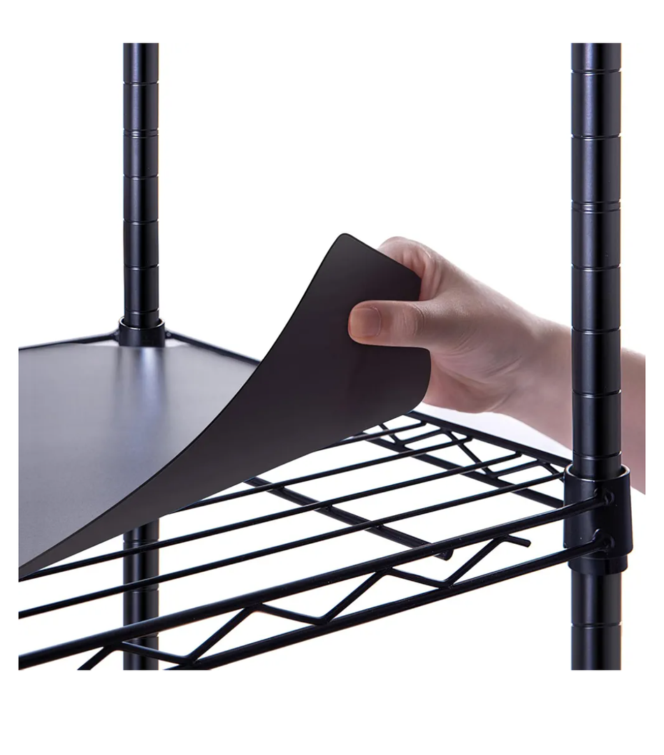Poofzy Wire Shelf Liner 18 x 48, Set of 5 Shelf Liners for Wire Shelving Plastic Non-Adhesive for Pantry, Kitchen Cabinets (Black)