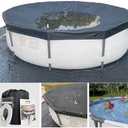 16 Ft Pool Cover, with Automatic Drain Round Pool Cover, One-Piece Quick Installation and Removal Above Ground Pool Cover, Preventing Waterlogging, UV Protected Solar Swimming Pool Cover, Black