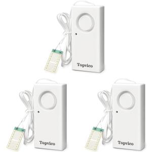 Topvico Water Alarms for Basements, Heater Leak Detector, Sump Pump Overflow RV Moisture Flood Sensor, 120dB Work Alone Battery Operated 3 Packs