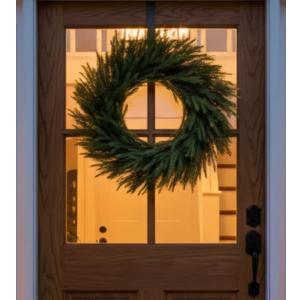 Norfolk Pine Easter Wreath 26 Inch - Real Touch Artificial Garland for Front Door, Mantel, Holiday Decor, Full & Fluffy Green PE Wreath for Easter Indoor Outdoor