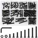 181Pcs M6 Screw Assortment 8 Lengths 12mm to 45mm, Hex Button Head Cap Screw Bolts and Nuts Kit, 10.9 Alloy Steel Metric Machine Screws and Nuts, Washers, 12/16/20/25/30/35/40/45mm, Black