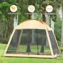 CAMPROS CP Screen House 10 x 10 Ft Screened Mesh Net Wall Canopy Tent Screen Shelter Gazebos for Patios Outdoor Camping Activities - Beige