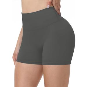 Runhit No Front Seam Biker Shorts for Women - 3''/5''/8'' High Waisted Workout Gym Yoga Spandex Shorts Tummy Control (Medium, Dark Gray)
