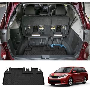 Sienna Cargo Liner - Trunk Mat for Toyota Sienna 2011-2019, All Weather Cargo Mat for Sienna Accessories, Only fit NO Power Folding 3rd Row Seats