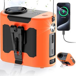 Portable Waist Fan,10000mAh Battery High-Power Long Lasting Outdoor Camping Rechargeable Fan,Wearable on Waist,Neck,or Handheld,5 Speed Settings,and Up to 30 Hours Working Time (Orange)