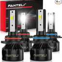 FANTELI ùü´ùü¢ùü¢ùüß/ùü´ùü¢ùü¢ùü® Bulbs Combo 6500K Cool White 34000LM 800% Brightness, 1:1 Size Plug and Play IP68 Waterproof Off Road Lights, Pack of 4