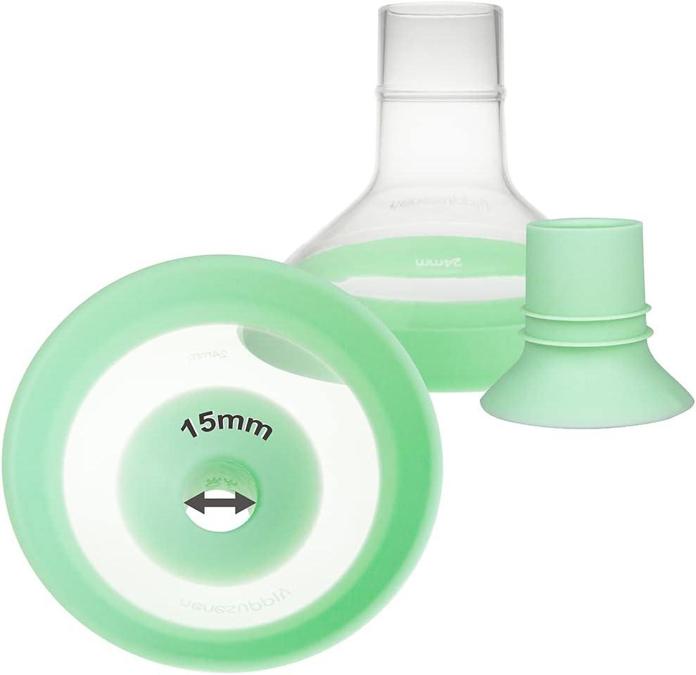Nenesupply 15mm Inserts and 24mm Flex Flanges Compatible with Lansinoh Breastpump Replacement to Lansinoh Flanges 15mm and Breastshields Work with Signature Pro Smartpump and Manual Pumps