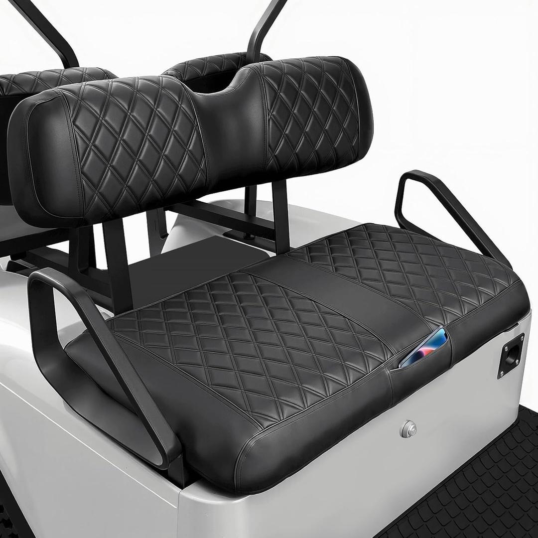 EZGO Seat Covers, Golf Cart Seat Covers for EZGO TXT 1994-2013 and EZGO RXV OEM Ordinary Seat Thick Marine Leather Custom Diamond Comfortable/Anti-Scratch/Anti-Fading/Easy to Install