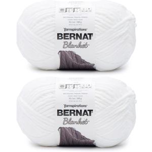 Bernat Blanket White Yarn - 2 Pack of 10.5oz/300g - Polyester - 6 Super Bulky - 220 Yards - Knitting/Crochet