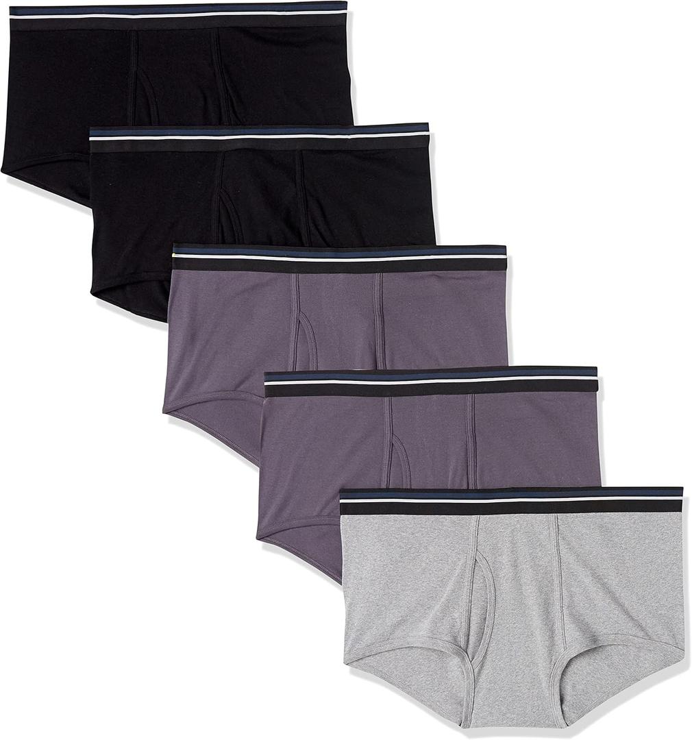 Amazon Essentials Men's Cotton Tag-Free Breathable Briefs Underwear (5X-Large Big, Black/Charcoal/Grey)
