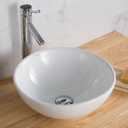 KRAUS Elavo Round Vessel White Porcelain Ceramic Bathroom Sink, 16 inch KCV-141