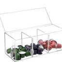 ELLDOO Acrylic Coffee Pod Organizer with Lid, 3-Compartment Tea Bags Sugar Packets Holder for Home Coffee Bar Office Counter