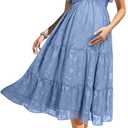 Maternity Dress for Baby Shower - 2025 Photoshoot Pregnancy Summer Midi Casual Flutter Sleeve Dress (S, Blue)