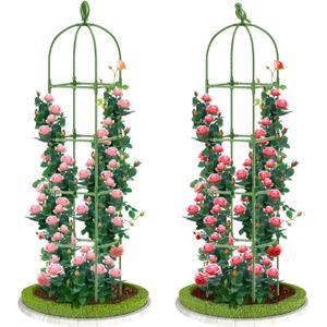 2 Pack Garden Obelisk Trellis, 70IN Tall Plant Support for Climbing Vine, Metal Covered Plastic Rustproof Heavy Duty Rose Trellis Indoor Outdoor (Green, 70 * 11.8 * 11.8INH*W*L)