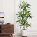 Dracaena Plant Artificial Tree 5Ft Tall Fake Tropical Floor Plants Potted (Real Touch) Artificial Silk Tree Leaf Faux Trees Black Tall Planter for Home Office Living Room Indoor Outdoor Decor