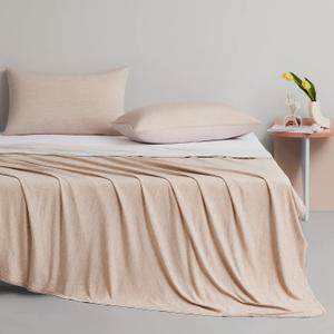 Elegear Cooling Blanket Beige 51" x 67" + Cooling Pillow Cases Beige Queen 20'' x 30''