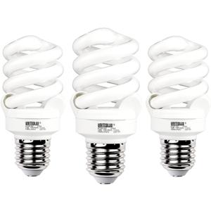 E26 Spiral CFL Light Bulbs Medium Base 13Watt (60Watt Equivalent) Soft White 2700K, 1040Lm Non-dimmable Compact Light, (3 Pack)