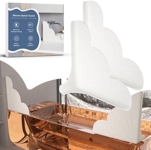 Neepanda Silicone Splash Guard for Bathtub, 2 Pack Shower Water Guards Large Bathtub Splash Guard Self-Adhesive Waterproof Shower Splash Guards to Keep Water Inside Shower (White)