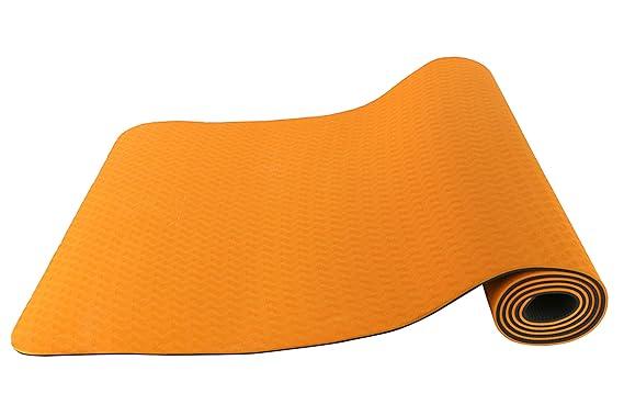 Spinway Eco Friendly Double Textures TPE Yoga Mat | Dual Tone Foam Based Yoga Mat Two Tone Gym mat Neon Orange