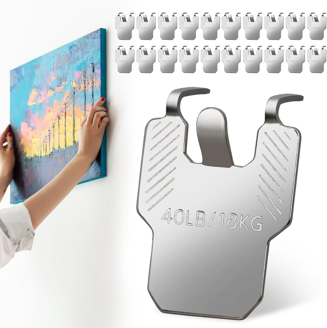 Claw Drywall Picture Hanger Kit, 20 Piece Heavy Duty Wall Hooks for Hanging Mirror Photo Poster, Room Office Decor, Up to 40 Lbs