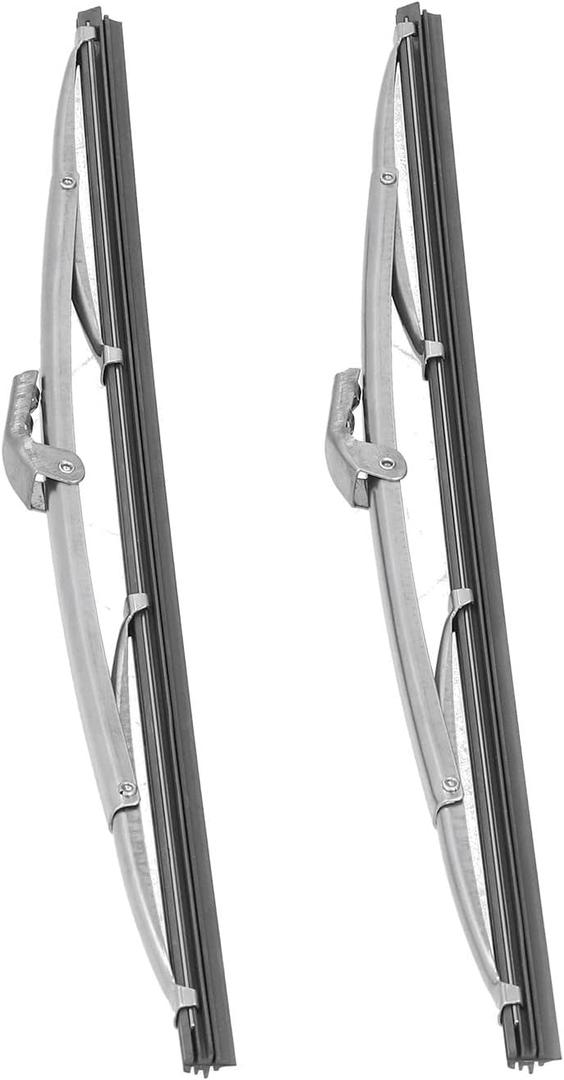Front Wiper Blades Set, 12in Front Wipers Pair, Universal Windshield Wiper Blade, Stainless Steel Windshield Wipers Blades Polished Silver with Rubber Pad for Most Cars