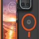 GaoBao Magnetic for Moto G Power 2025 Case/Moto G Power 2026 Case [Compatible with Mag-Safe] [Military-Grade Protection] Slim Translucent Matte Shockproof Anti-Fingerprint Phone Case, Black/Orange